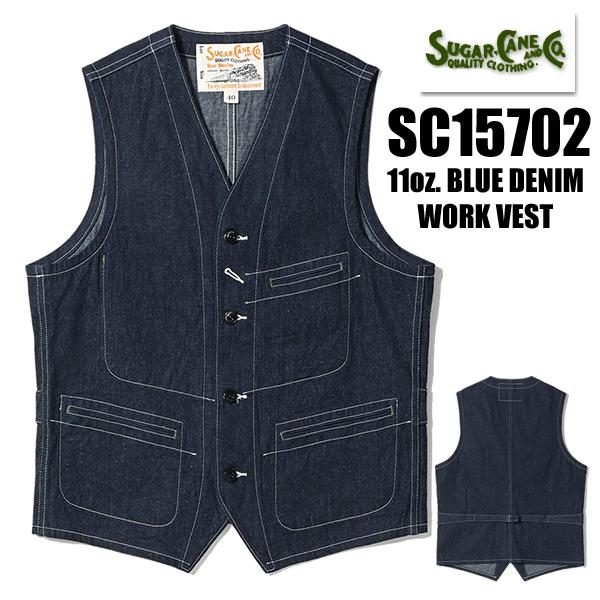 シュガーケーン SUGAR CANE SC15702 11oz. BLUE DENIM WORK V...