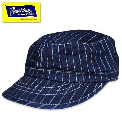 フェローズ PHERROW'S キャップ 帽子　ワークキャップ　ウォバッシュ　ストライプ　インディゴ...