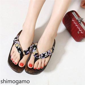 下駄レディース草履可愛い和柄鼻緒茶台選べる2色厚底花火大会お祭りイベント浴衣用夏向け