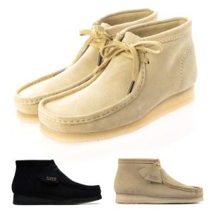 クラークス Clarks ワラビーブーツ Wallabee Boots メンズ ミッドカット スエード 天然革 スエードクレープソール メイプル ブラック 26155516 26155517｜raiders