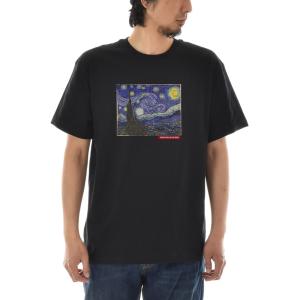 【半袖 アートTシャツ】ゴッホ Tシャツ 星月夜 フィンセント ファン 半袖 ショートスリーブ メンズ レディース 大きいサイズ 絵画 ブラック 黒｜raiders