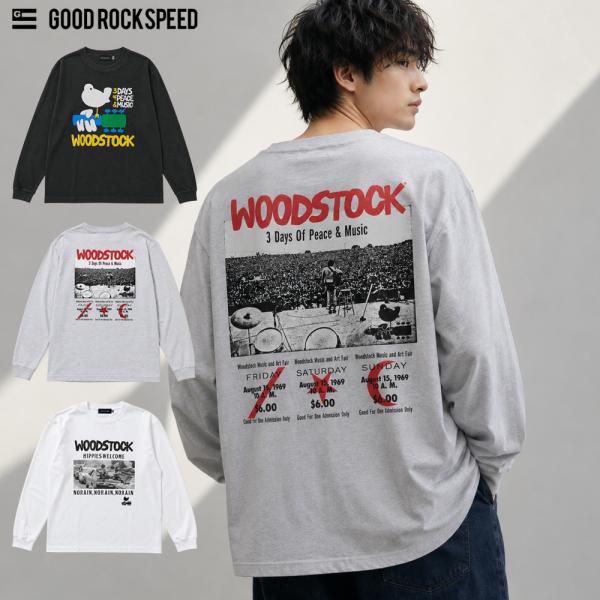 ヴィンテージ加工 ロックTシャツ ウッドストック 長袖Tシャツ WOODSTOCK  LS T-SH...