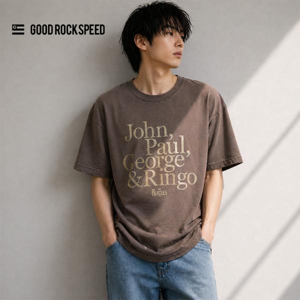ヴィンテージ加工 ロックTシャツ ビートルズ グリッタープリント Tシャツ THE BEATLES ...