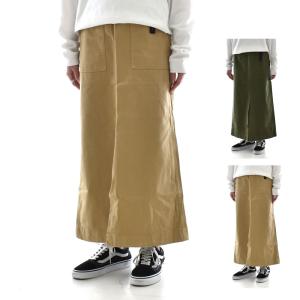 グラミチ GRAMICCI スカート LONG BAKER SKIRT ロングベイカースカート ロングスカート ボトムス レディース オーガニックコットン チノ オリーブ G3SW-SK069｜raiders