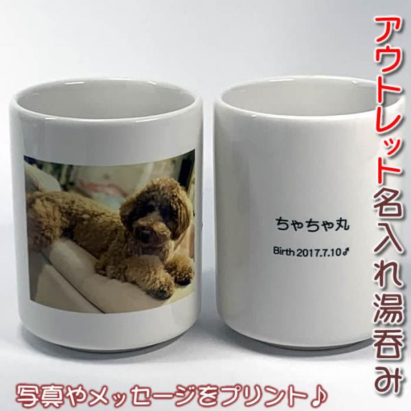 アウトレットメッセージ入り湯呑み・メモリアル写真・お子様やペットの写真入り湯呑みを1個から作成訳あり...
