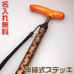 リーフ柄の軽量杖・スリムネックステッキ　名入れ加工無料（あすつく対応） 敬老の日