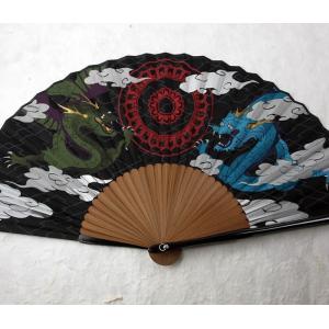 和柄おしゃれ名入れ扇子 メンズ用(双龍)23cm...の商品画像