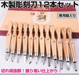 木製彫刻刀12本セット 専用箱入り DIY工具 ノミ 篆刻刀 文房具 木工