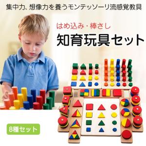 モンテッソーリ おもちゃ 教育 パズル 木製 円柱さし 4本セット