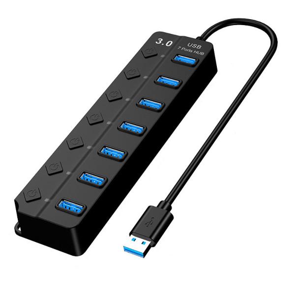7ポート USB3.0 ハブ 個別スイッチ付き USBハブ バスパワー対応 5Gbps 高速 同期 ...