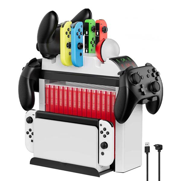 Switch / Switch 有機ELモデル 対応 収納 充電 スタンド Joy-Con PROコ...