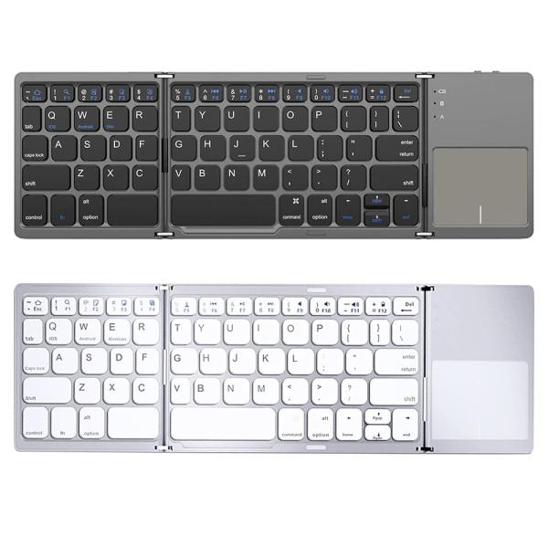 Bluetooth キーボード 3つ折り 折りたたみ 無線 ワイヤレスキーボード タッチパッド搭載 ...