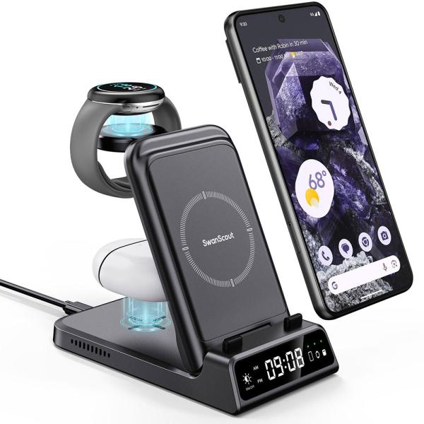 3in1 充電ステーション ワイヤレス充電器 折り畳み式 充電スタンド スマホ グーグル ウォッチ ...