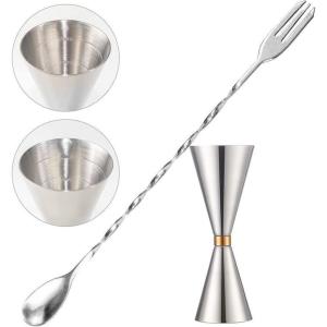 ジガーカップ 目盛り付き メジャーカップ 30ml/45ml バースプーン マドラー カクテル メジャーカップ 計量カップ ジガー カクテル シェーカーセット バーテンダ