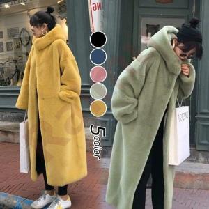 ラシャコート コート レデイース テンの毛 毛皮 秋冬40代ダブルコート モコモコ 可愛い韓国風 フード付き ロング丈 きれいめ長袖アウター カジュアルウエア