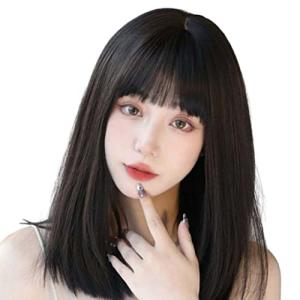 ウィッグ ロング かつら ミディアム セミロング ネット付きストレートレディス