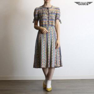 古着 ワンピース カラフル プリント 半袖 ロング丈 レディース ヴィンテージ Otu Www Cecop Coop Index Php