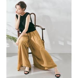 ワイドパンツ レディース 40代50代 ガウチ...の詳細画像5