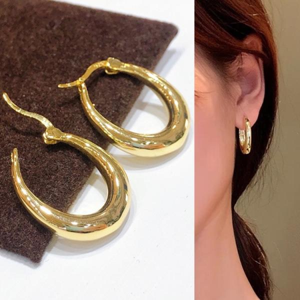 フープピアス レディース 18kgp ティアドロップ 中折れ キャッチレス 大きめ リングピアス お...