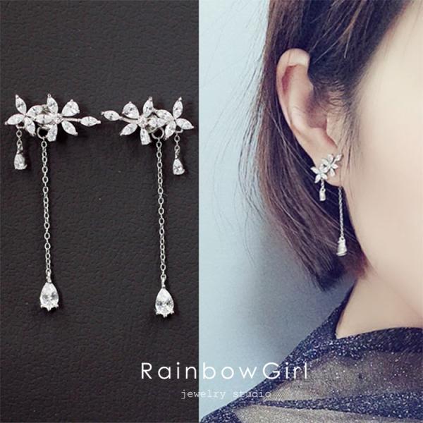 ピアス レディース お花 揺れるピアス 枝 葉 シルバー925 K18コーティング 女性 妻 嫁 娘...