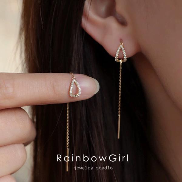 新春セール アメリカンピアス レディース チェーン ドロップ しずく シンプル 金属アレルギー対応 ...