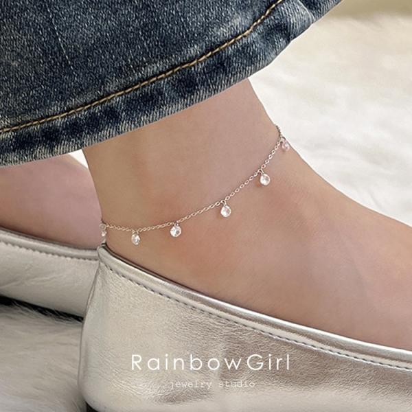 アンクレット レディース  シンプル 9連粒 シルバー925  プラチナ仕上げ ギフト 10代20代...