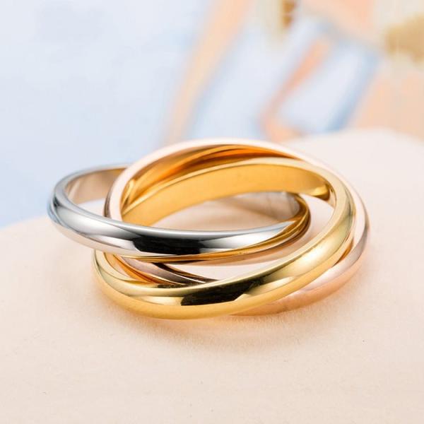 指輪 レディース ステンレス 三色リング 贅沢 シルバー ゴールド ピンクゴール 18KGP レディ...