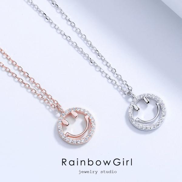 ネックレス レディース スマイル リング 可愛い シルバー ピンクゴールド SLIVER925 プラ...