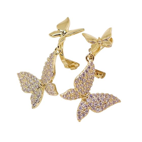 18K RGP ゴールド ダイヤ CZ 蝶々 揺れ イヤリング gp5723 お祝い 感謝 新スター...