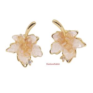 18K RGP ゴールド ダイヤ CZ 水晶 葉っぱ イヤリング gp5801 お祝い 感謝 新スタ...