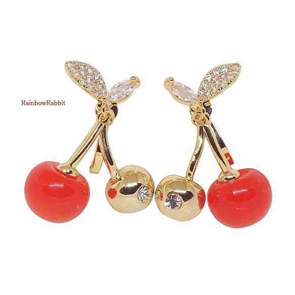 18K RGP ゴールド ダイヤ CZ  チェリー イヤリング gp5808 お祝い 感謝 新スター...