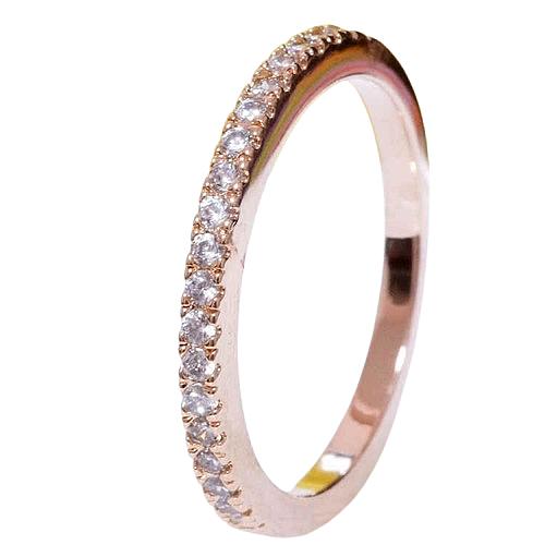 18K RGP ダイヤ CZ ゴールド ハーフ エタニティリング　gu1156e  お祝い 感謝 新...