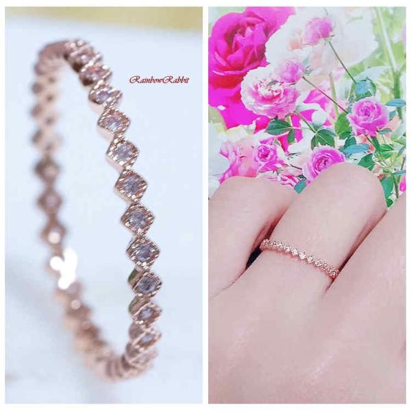 18K RGP ゴールド ダイヤ CZ フル エタニティ リング　gu1276e  お祝い 感謝 新...