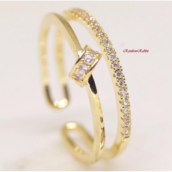 18K RGP ゴールド ダイヤ CZ ハーフ エタニティ リング gu1444e お祝い 感謝 新...