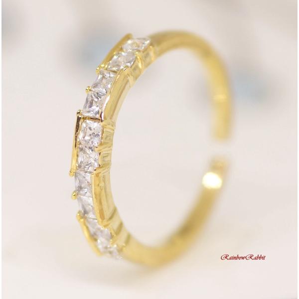 18K RGP ゴールド ダイヤ CZ ハーフ エタニティ リング gu1510e お祝い 感謝 新...