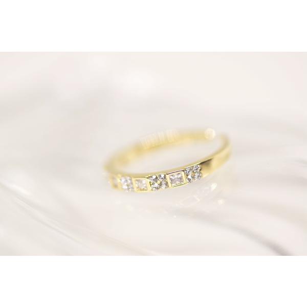 18K RGP ゴールド ダイヤ CZ ハーフ エタニティ リング gu1511e お祝い 感謝 新...