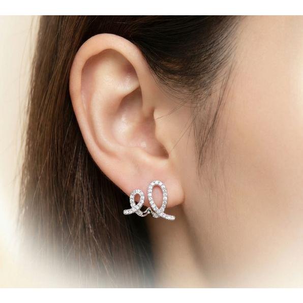 18K RGP プラチナ ダイヤ CZ ピアス yp4940 お祝い 感謝 新スタート