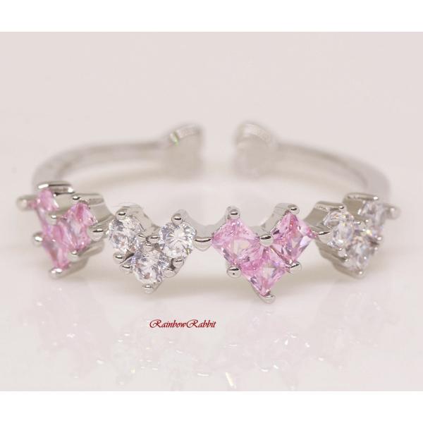 18K 指輪 RGP プラチナ ダイヤ CZ ピンク ハート リング yu1164e お祝い 感謝 ...