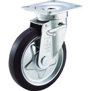 TRUSCO(トラスコ) αプレス製ゴムキャスター 自在ダブルストッパー付 Φ200 TJB-200...