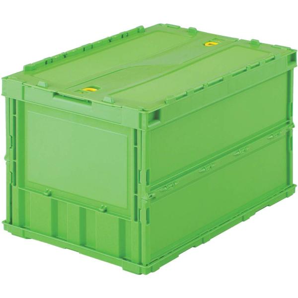 TRUSCO(トラスコ) 薄型折りたたみコンテナ 50Lロックフタ付 緑 TR-C50B-GN 収納...
