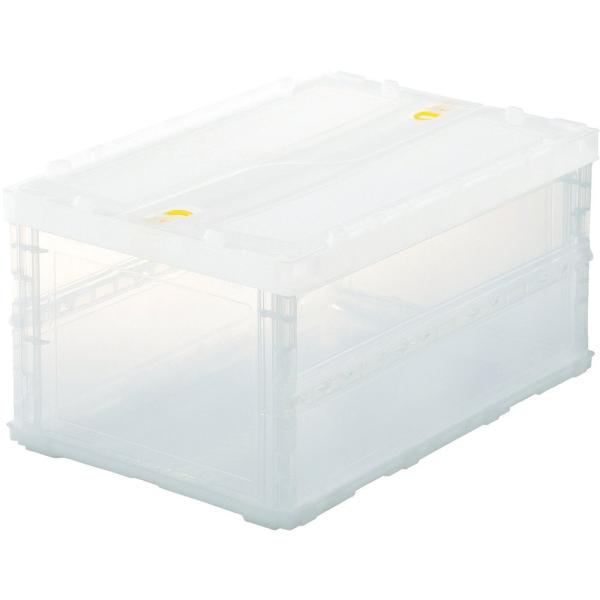 トラスコ中山(TRUSCO) 薄型折りたたみコンテナスケル 40Lロックフタ付 透明 TSK-C40...