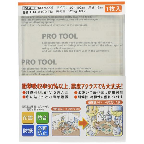 TRUSCO(トラスコ) 耐震・防振・防音Gマット 100X100mm 透明 TR-GM100-TM