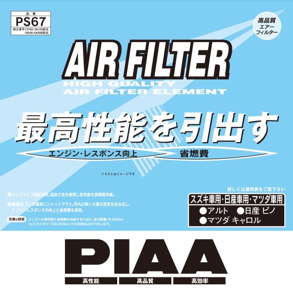 PIAA エアーフィルター (エアフィルター) 1個入 [スズキ/日産/マツダ車用] アルト・ピノ・...