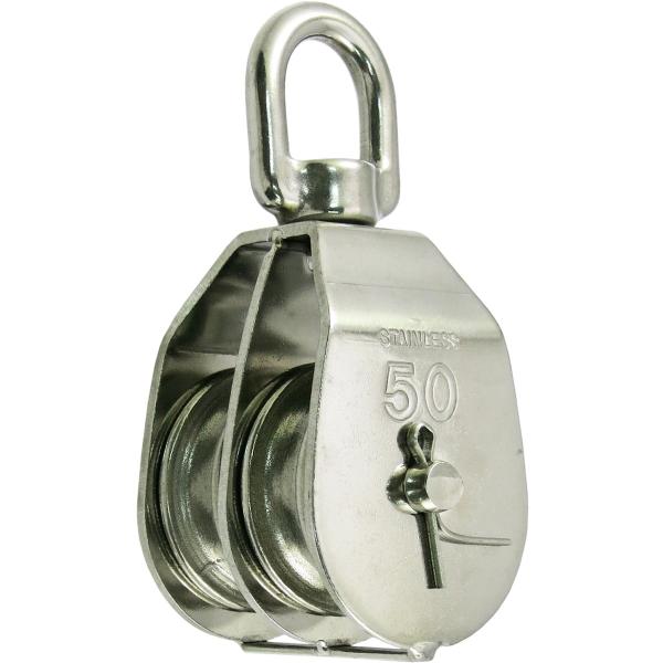 ひめじや ステンレス 豆ブロック 滑車 2車 #50 MB-50-2