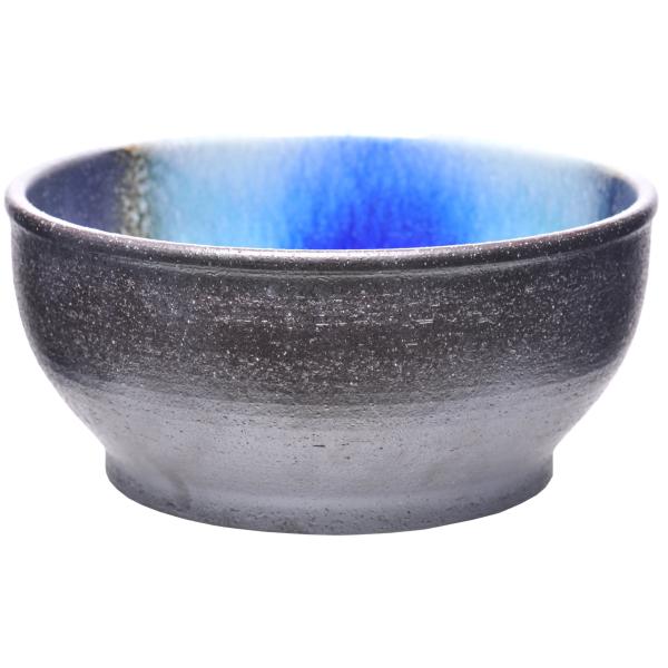 カミハタ 水槽 信楽焼めだか鉢 ブラウン/ブルーアクセント