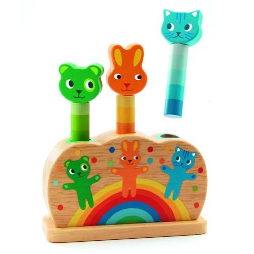 DJECO ジェコ ポポップ ピドー 知育玩具パズル 飛び出す バネ 指先 知育 動物 木製 絵合わ...
