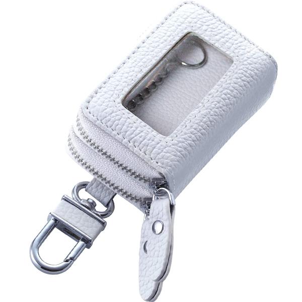 【AWESOME/オーサム】 スマートキーケース クリア窓付きダブルファスナータイプ ホワイトASK...