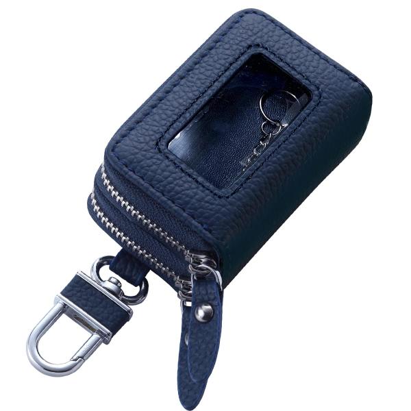 【AWESOME/オーサム】 スマートキーケース クリア窓付きダブルファスナータイプ ネイビーASK...