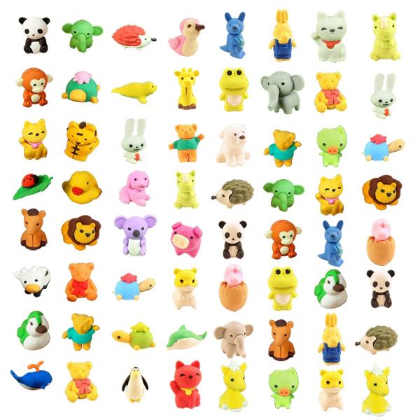 Ranvi 30PCS動物子供の消しゴム、子供のゲーム賞式典のために使われたミニパズル鉛筆消しゴム