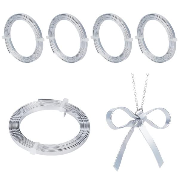 PH PandaHall フラット ワイヤー アルミ線 5巻 アルミワイヤー 5x1mm 平角線 ク...